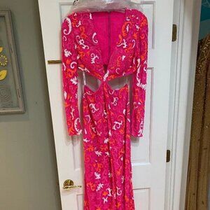 SHERRI HILL 53901 SIZE 6 CUT OUT DRESS PINK ORANGE